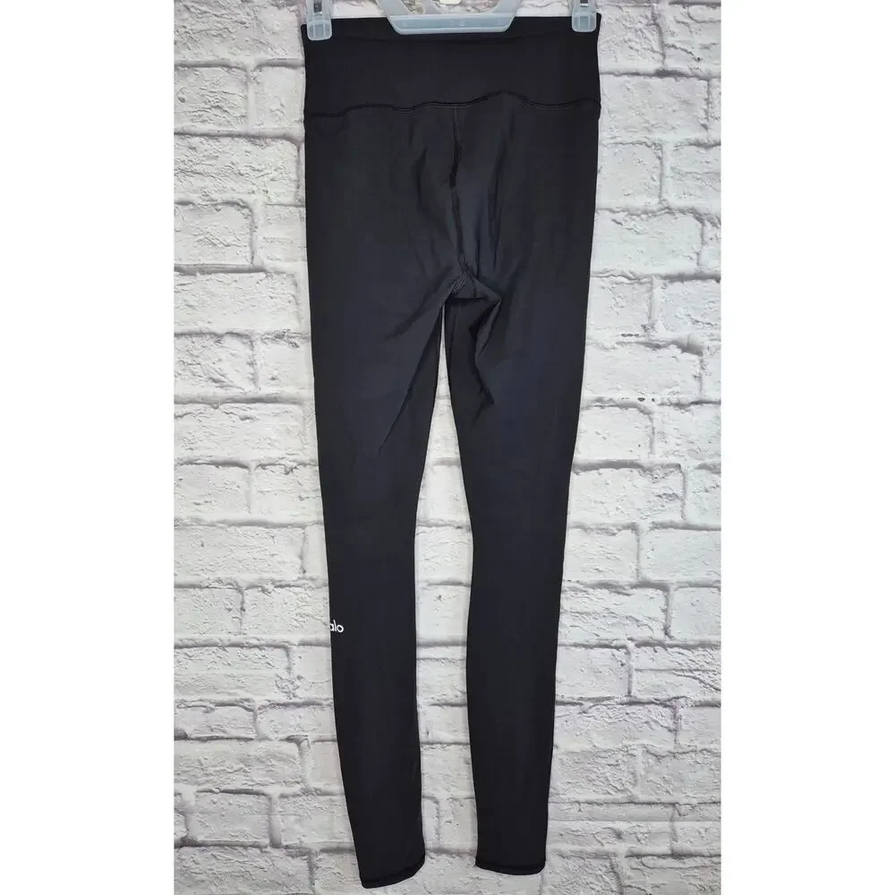 Alo Yoga High Waist Ripped Leggings Black XS Cutout Distressed Yoga Pants.